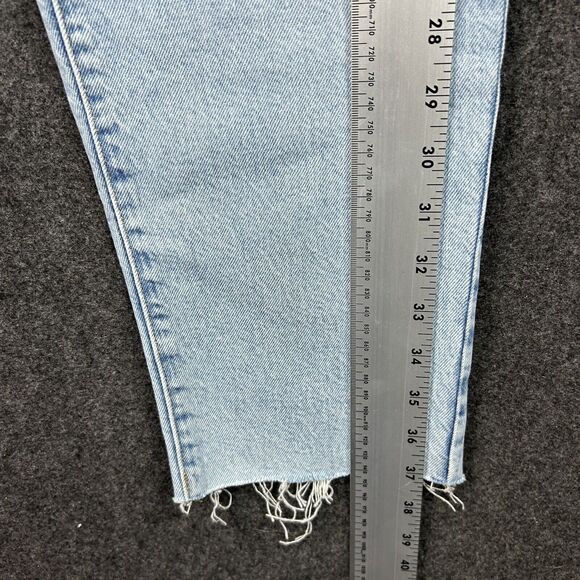 Good American The Weekender Jeans Women 4/27 Blue Straight Leg Raw Hem Indigo248 - Picture 5 of 14